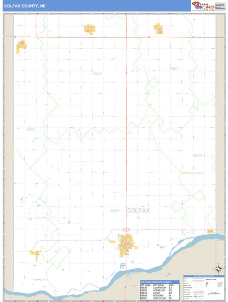 Colfax County Nebraska Zip Code Wall Map