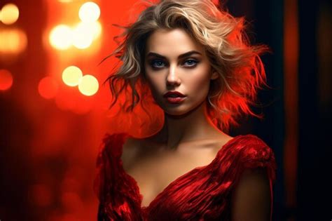 Premium Photo A Woman In A Red Dress With A Red Background