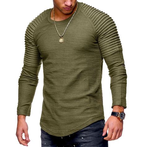 Fold Shoulder T Shirt Men Tshirts 2018 New Fashion Tops Solid Color