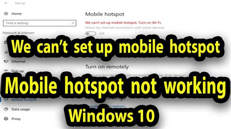 Mobile Hotspot Not Working In Windows 10