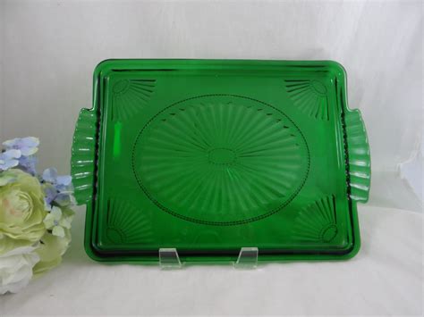 Avon Emerald Accent Collection Green Glass Tray Serving Tray