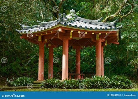 Japanese Style Gazebo In A Peaceful Garden Stock Image Image Of