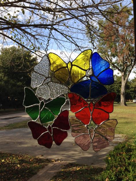 Stained Glass Window Suncatcher Butterfly Cluster Etsy