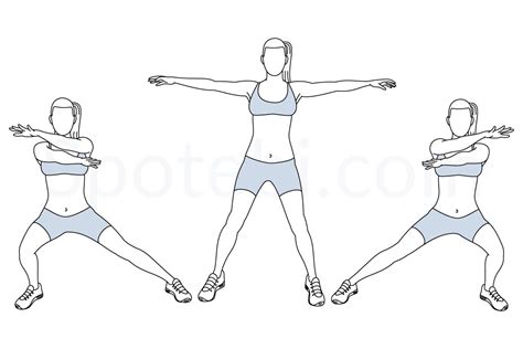 Arms Cross Side Lunge Illustrated Exercise Guide