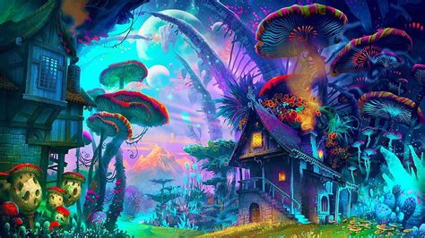 Beautiful Colorful Nature Mushrooms Trippy Trippy Hd Wallpaper Peakpx