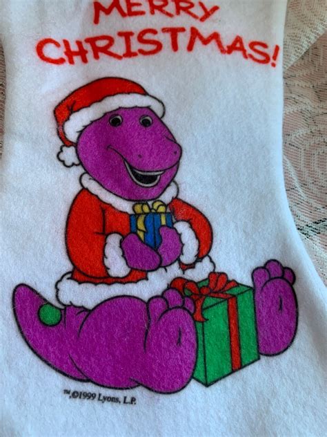 Vintage Barney El Dinosaurio Vacaciones Media Feliz Navidad Etsy