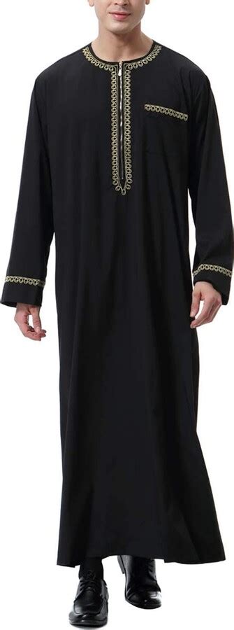 Kruihan Mens Muslim Clothing Arab Robe For Male Kaftan Abaya Islamic