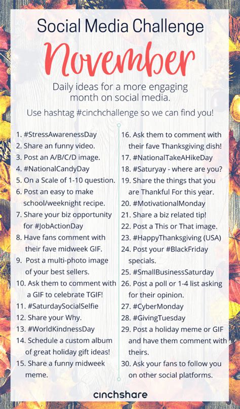 Download Our Free November Social Media Challenge So You Can Plan Ahead