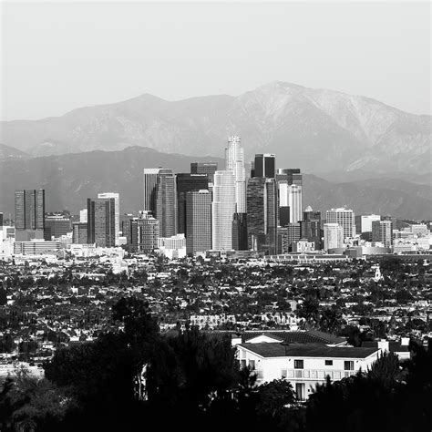 Los Angeles Downtown Skyline And Mountain Landscape Square 1x1