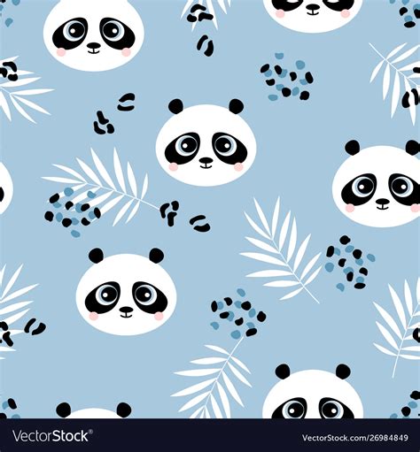 Cute Panda Seamless Pattern Royalty Free Vector Image