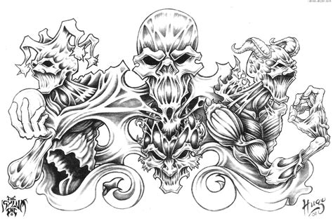 Skull Adn Demon Tattoo Design Img306 Skulls Demons Tattoo Ideas For