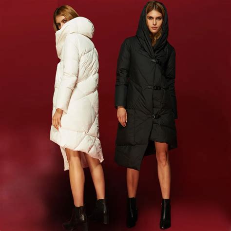 designer womens winter coats long puffer jacket women with down coat with hood white russian