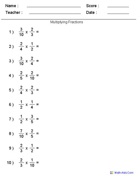 Math Worksheets For Grade 5 Multiplying Fractions Thekidsworksheet