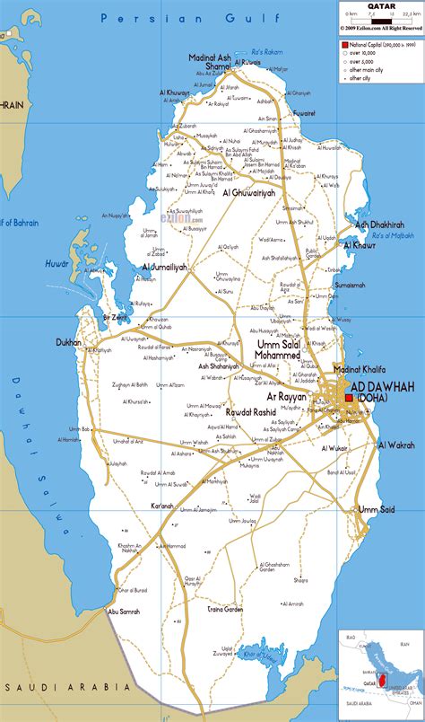 Large Road Map Of Qatar With Cities And Airports Qatar Asia