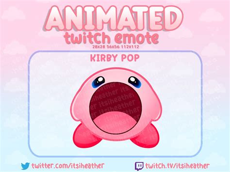 Animated Cute Kirby Pop Emote Twitch Discord Youtube Etsy Uk
