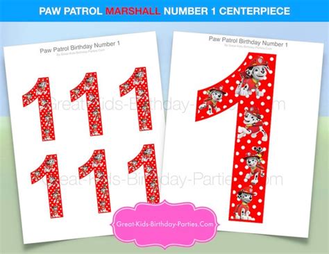 Paw Patrol Birthday Centerpiece Number 1 Paw Patrol