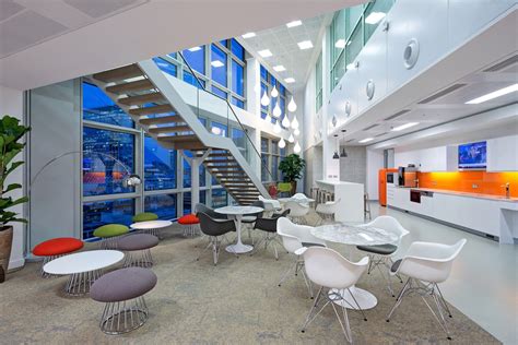 An Office Breakout Cafeteria Space Located In A Double Height Atrium