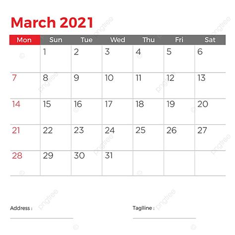 Gambar Desain Kalender Maret 2021 Template Templat Untuk Unduh Gratis