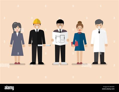 Set Of Variety Occupation Profession People Vector Illustration Stock