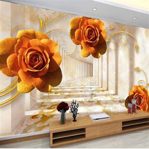 Beibehang Custom Wallpaper Beautiful 3d Photo Mural Rose Three