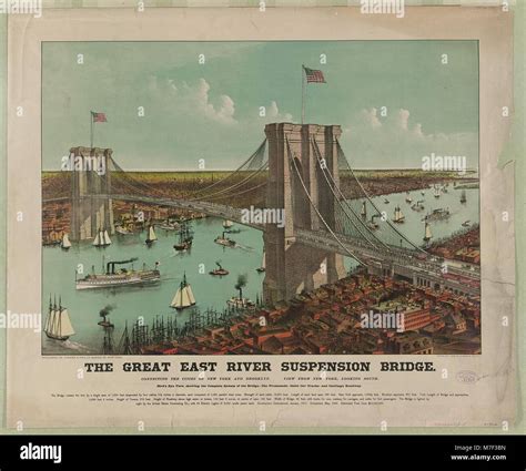 The Great East River Suspension Bridge Connecting The Cities Of New