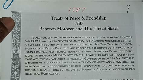 Moorish American Treaty Of Peace And Friendship 1787 Between Morocco And