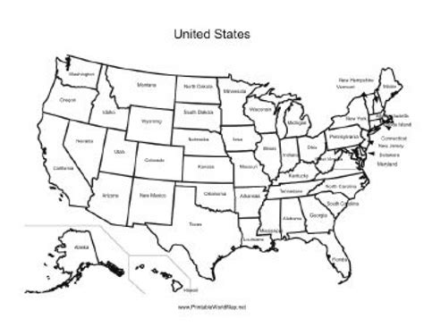 Map Of The United States Of America With States Labeled Printable Map