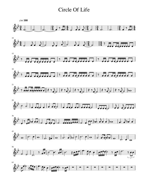 Circle Of Life Sheet Music For Piano Solo Easy