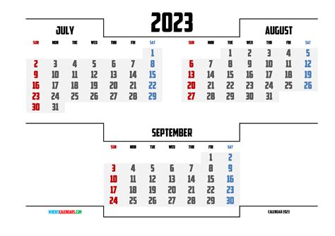 3 Month Calendar July August September 2023 Get Calender 2023 Update