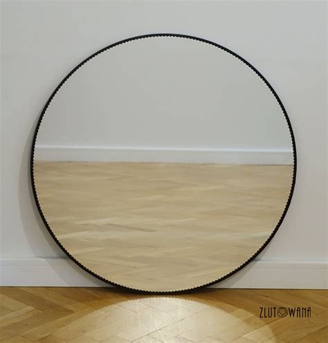 lustro lutowane okrągłe z falbanką fi 60 cm patyna czarna zlutowana