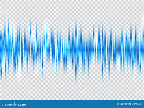 Abstract Blue Sound Wave Pattern Elements With Glowing On Tranperency