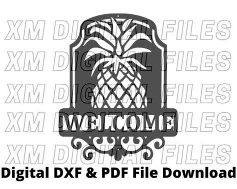 Pineapple Welcome Sign Dxf File Dxf Digital Download Scaled Etsy