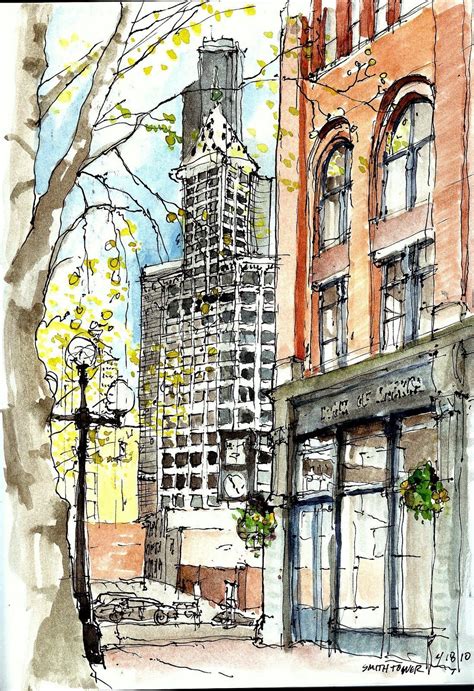 April 2010 Urban Sketching Architecture Sketch Urban Watercolor