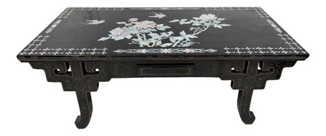 Sold 20th Century Chinese Black Lacquer And Mother Of Pearl Inlayed