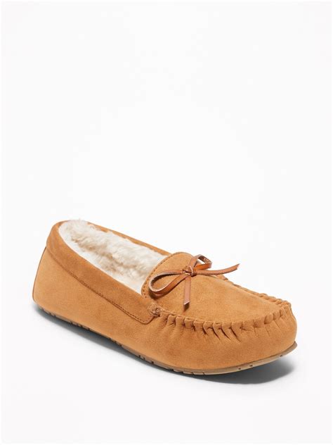 Faux Suede Sherpa Lined Moccasin Slippers For Women Old Navy