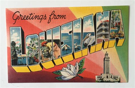 Louisiana Postcard Vintage Greetings From Louisiana Large Etsy