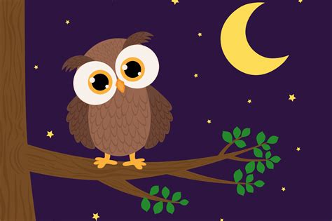 Cute Owl Sitting On A Tree Branch Vector Graphic By Shishkovaiv