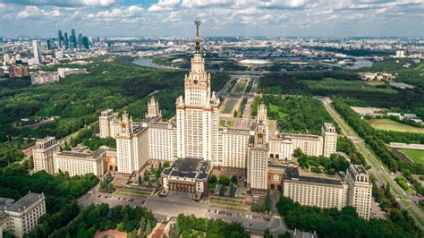 Lomonosov Moscow State University Aerial View Stock Image Image Of