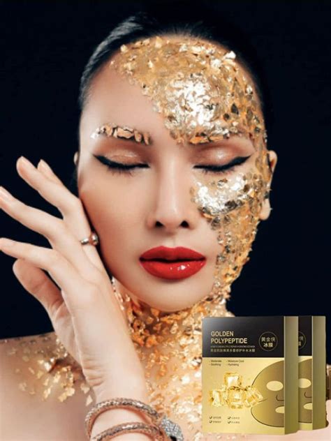 24k Gold Face Mask 10 Pack Vegan Gold Facial Mask Boosting Collagen Facial Mask Gold Mask