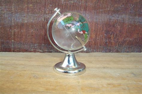 Vintage Glass World Globe Etched Glass Globe Desktop World Etsy