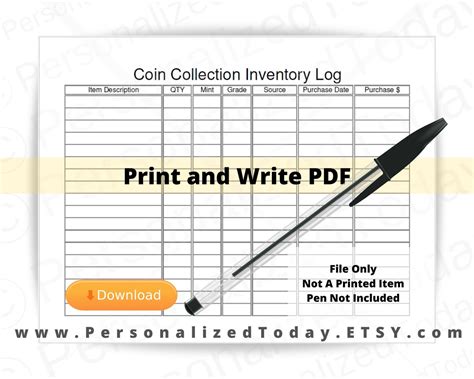 Free Printable Coin Inventory Sheets