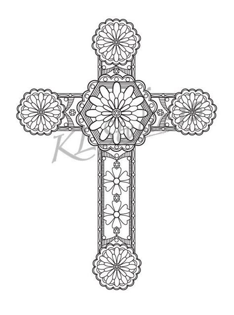 Cross Coloring Page Instant Download Relax Mandala Designs To Color
