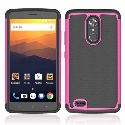 Heavy Duty 2 In 1 Hybrid Rugged Case For Zte Max Xl Hard Pc Tpu Rubber