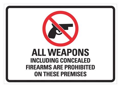 Lyle Security Sign All Weapons Including Concealed Firearms Are Prohibited On These Premises