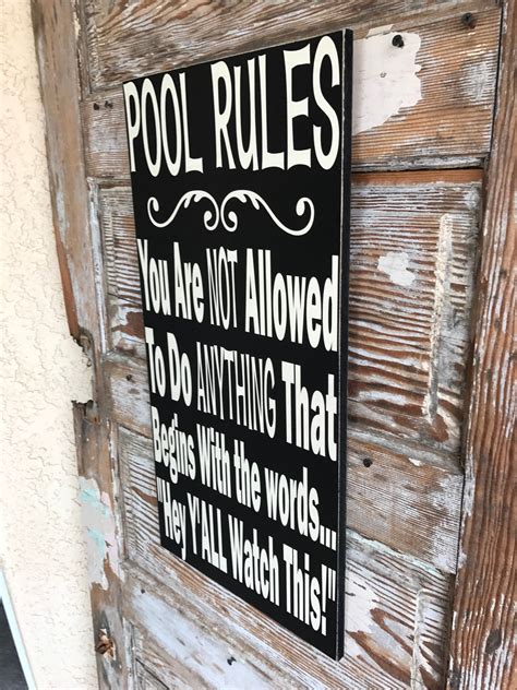 Pool Rules Sign 12 X 24 Wood Sign Funny Sign Etsy