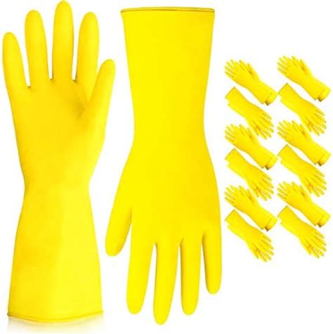 12 Pairs Dishwashing Gloves 1175 Inches Large Rubber Gloves