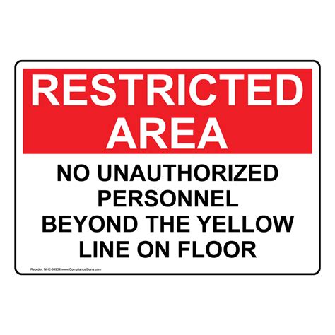 Safety Sign No Unauthorized Personnel Beyond The Yellow Line