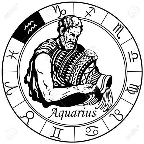Aquarius Astrological Horoscope Sign In The Zodiac Wheel Black And
