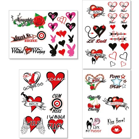 Buy 40 Sexy Naughty Temporary Tattoos For Women Ladies Adult Fun For Lower Back Legs Arms Butt