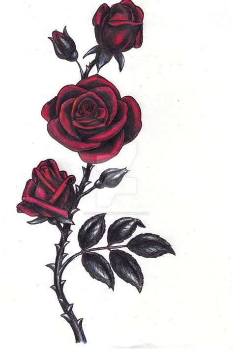 Gothic Rose By Dragonwings13 Rose Vine Tattoos Gothic